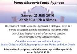 Formation Autohypnose le Samedi 25 JUIN 2016