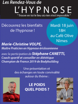 Les RDV de l'Hypnose au Café Olive à Nîmes